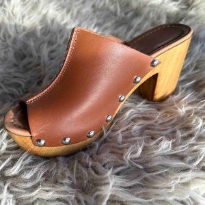 Charles David Saddle Brown Clogs Made in Italy